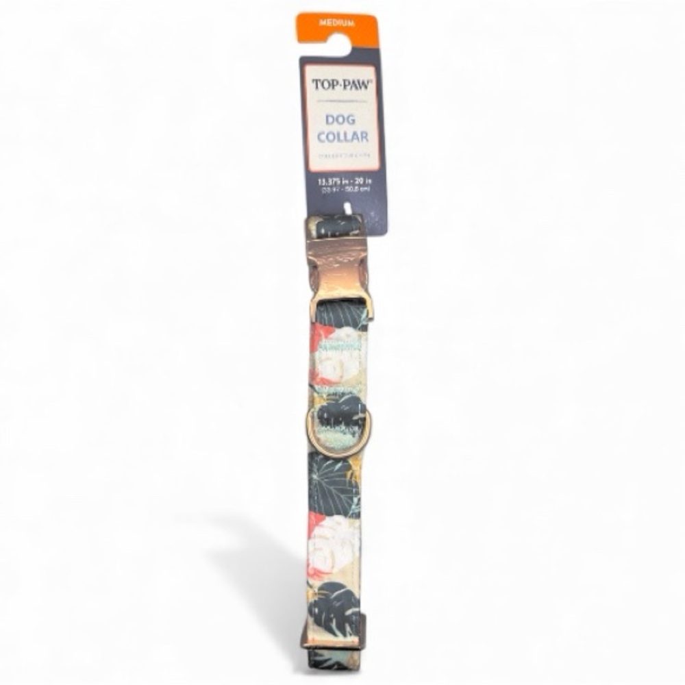 Dog Collar, Tropical Leaves Design, Size Medium — Top Paw